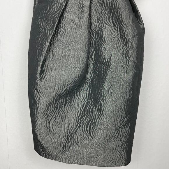 BCBGMAXAZRIA | NWT Gray One Shoulder Jacquard Rosette Cocktail Mini Dress - Picture 7 of 12